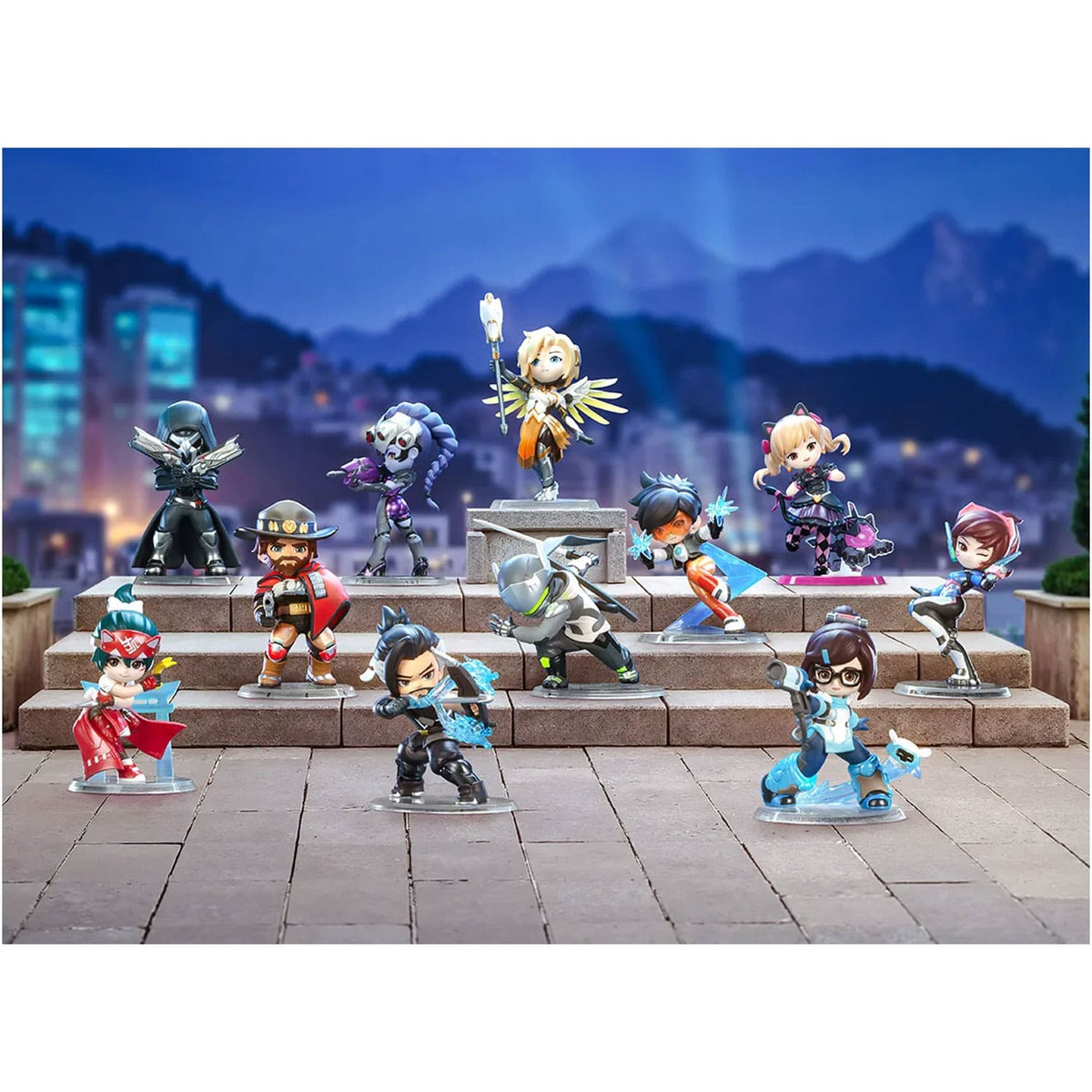 Die Blind Box POP MART Overwatch-Play-of-the-Game-Series Figuren in einer Übersicht. Jeweils 11 Figuren zum Sammeln.