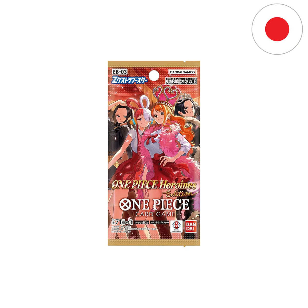 Im japanischen One Piece TCG EB03 Heroine Edition Boosterpack 6 Karten pro Pack und 24 Booster pro Display.