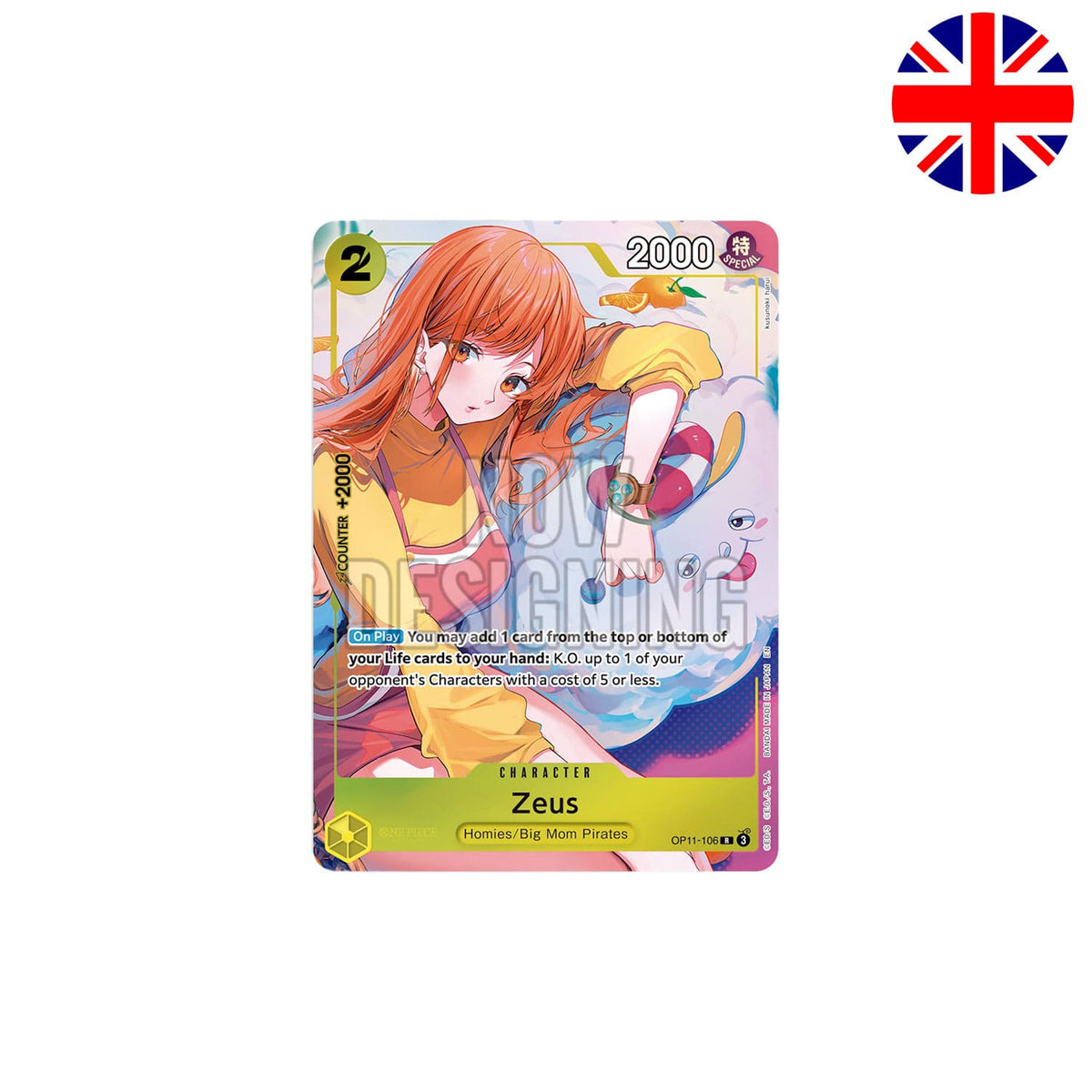 Die One Piece Card Game Promokarte vom Bandai Card Games Fest 24-25 Edition Zeus Homies/Big Mom Pirates OP11-106.
