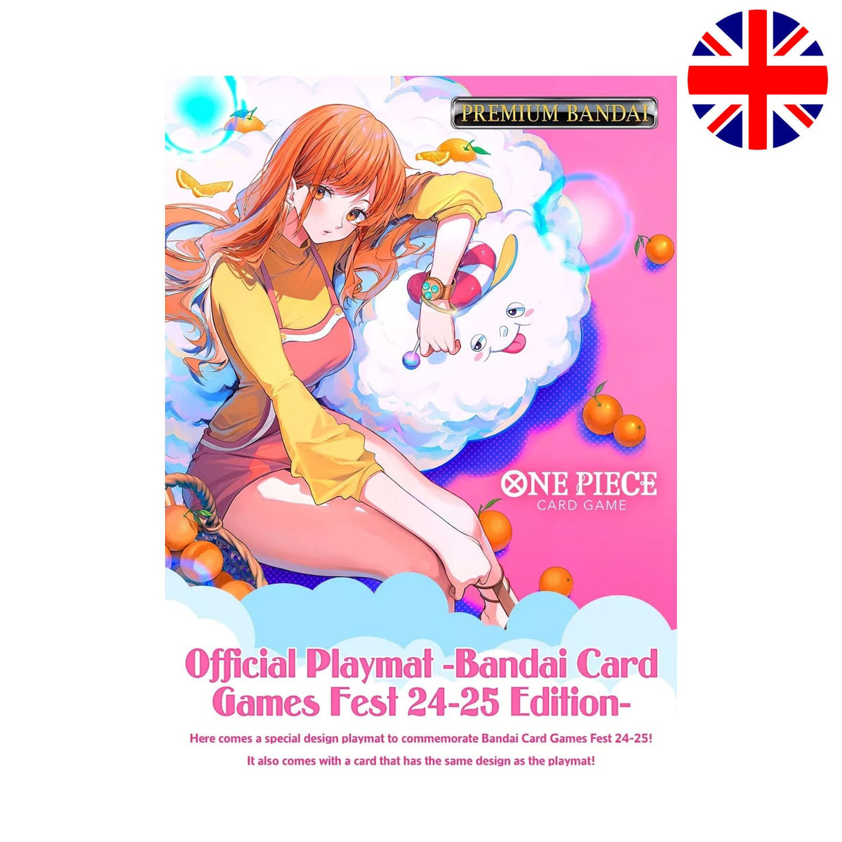 Die One Piece Card Game offizielle Playmat von Premium Bandai auf dem Bandai Card Games Fest 24-25 Edition mit Nami.