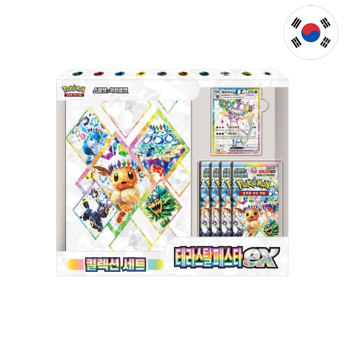 In der exklusiven koreanischen Terastal Festival Espeon Collection, erhaltet Ihr eine Full-Art Psiana Promokarte.