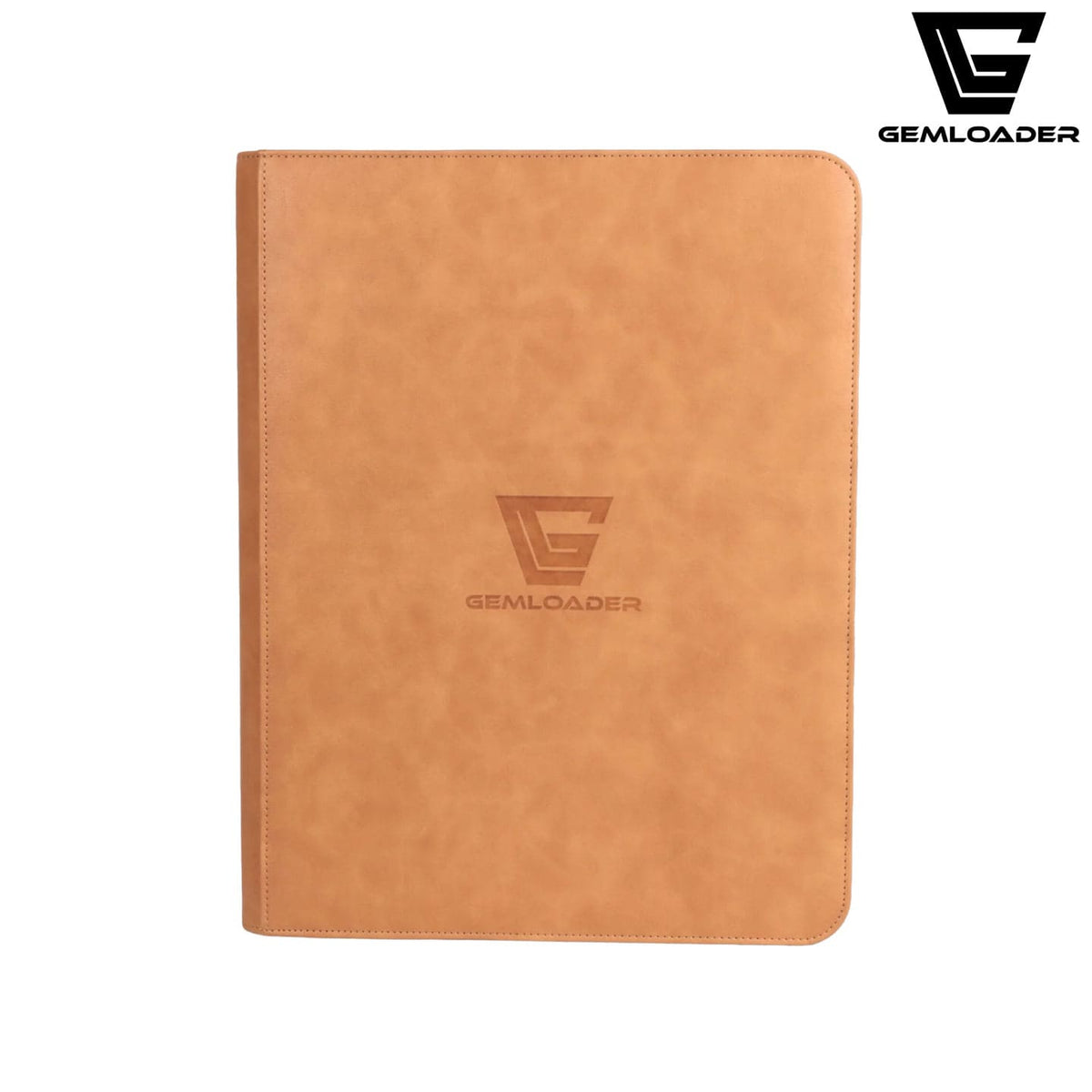Der Premium-3-X4-toploader-fit-collectors-binder-216-pockets-3X3 in der Farbe Braun von außen mit Platz für 216 Karten.