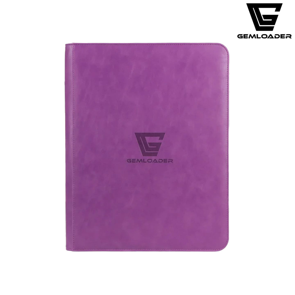 Der Premium-3-X4-toploader-fit-collectors-binder-216-pockets-3X3 in der Farbe Lila von außen mit Platz für 216 Karten.