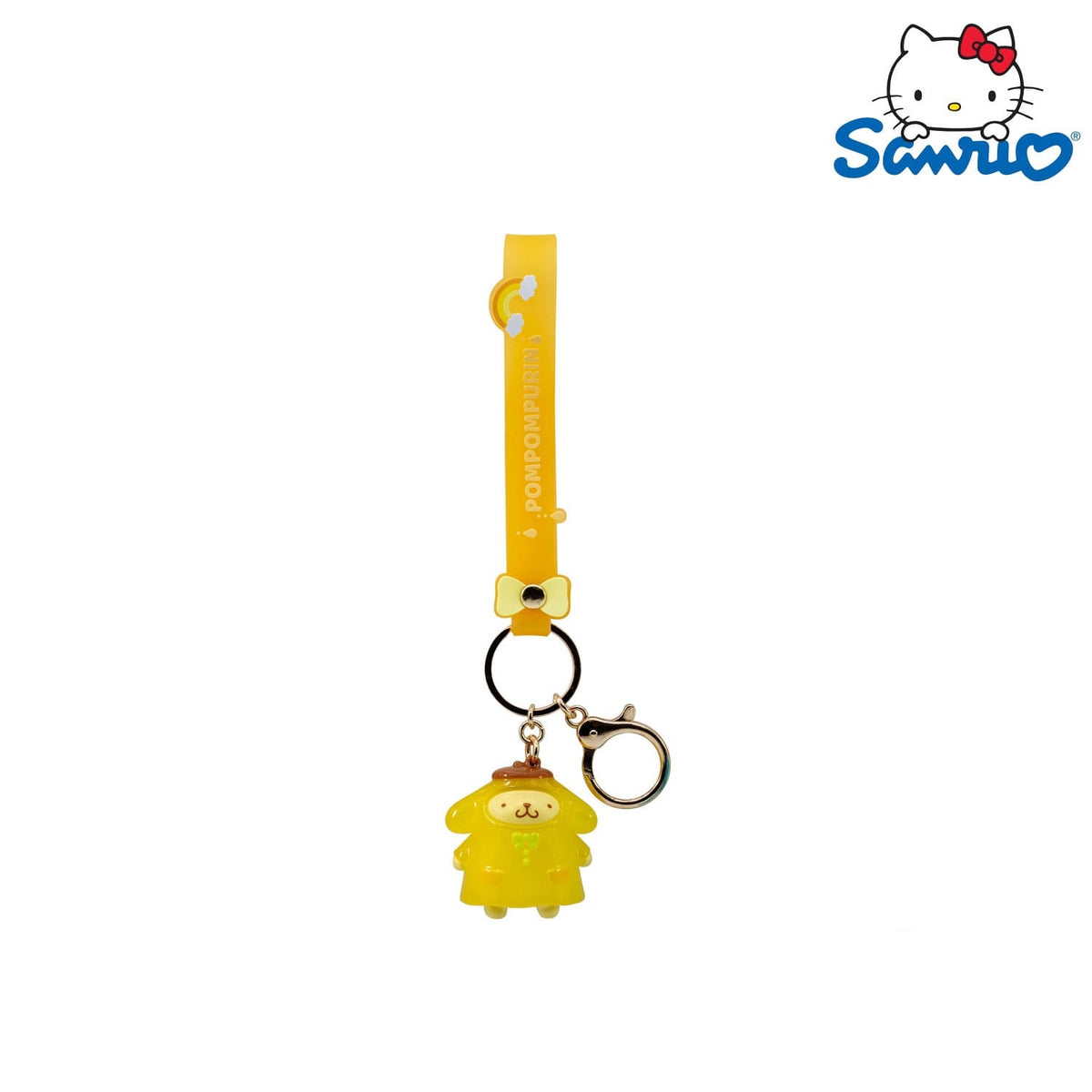 YuMe Toys Sanrio Hello Kitty & Friends Raincoat Series Pompompurin Schlüsselanhänger für Sanrio Fans, Sammler und Alltag.