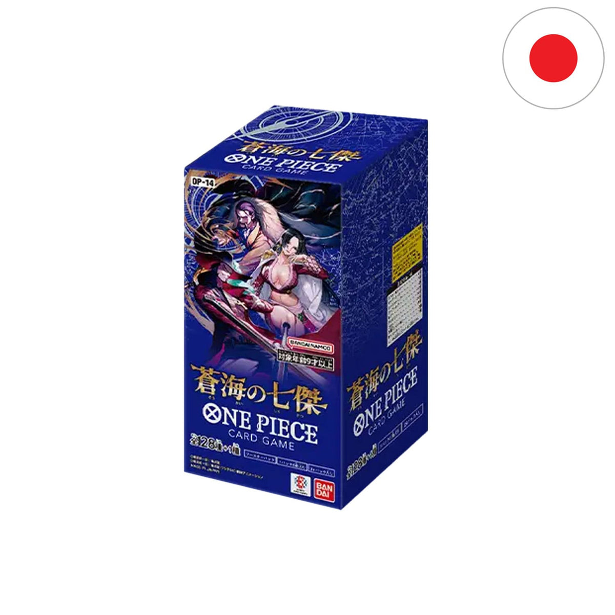Das japanische One Piece TCG Display OP14 mit den sieben Samurai der Meere. Auf dem Cover Boa Hancock und Sir Crocodile.