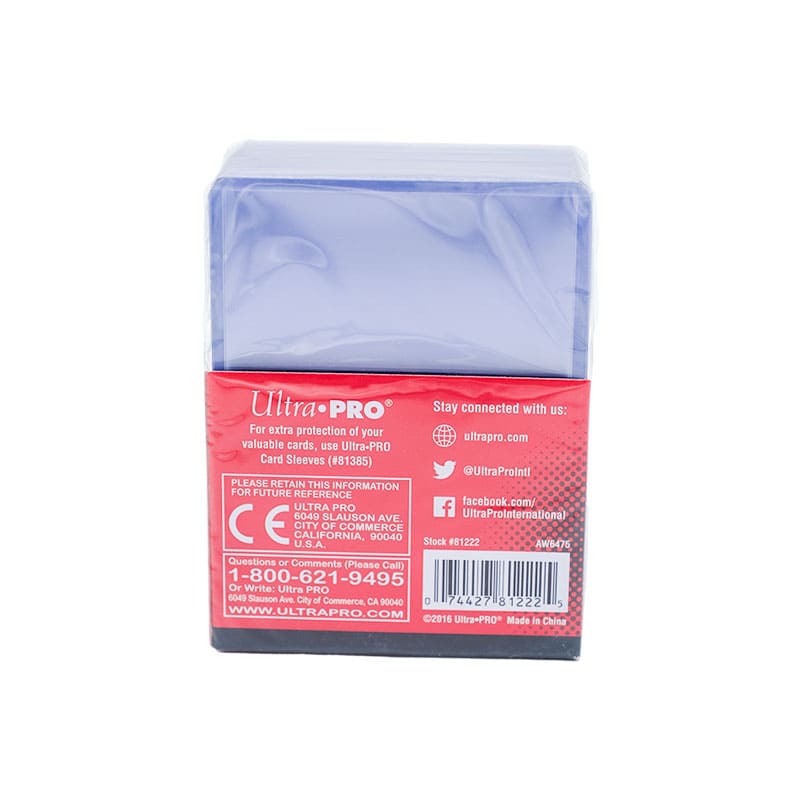 Die Packung Regular Toploader von Ultra pro, die Rückseite.