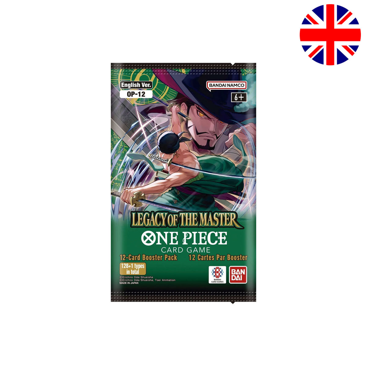 Englisches One Piece Boosterpack OP12 mit 12 Karten in jedem Pack, insgesamt 128 Kartenset.