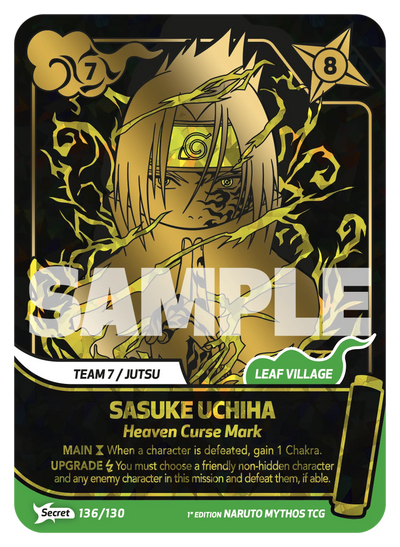 Die englische Naruto-Mythos-Trading-Card-Game-First-Set-Binder-136-130-Sasuke-Uchiha Karte.