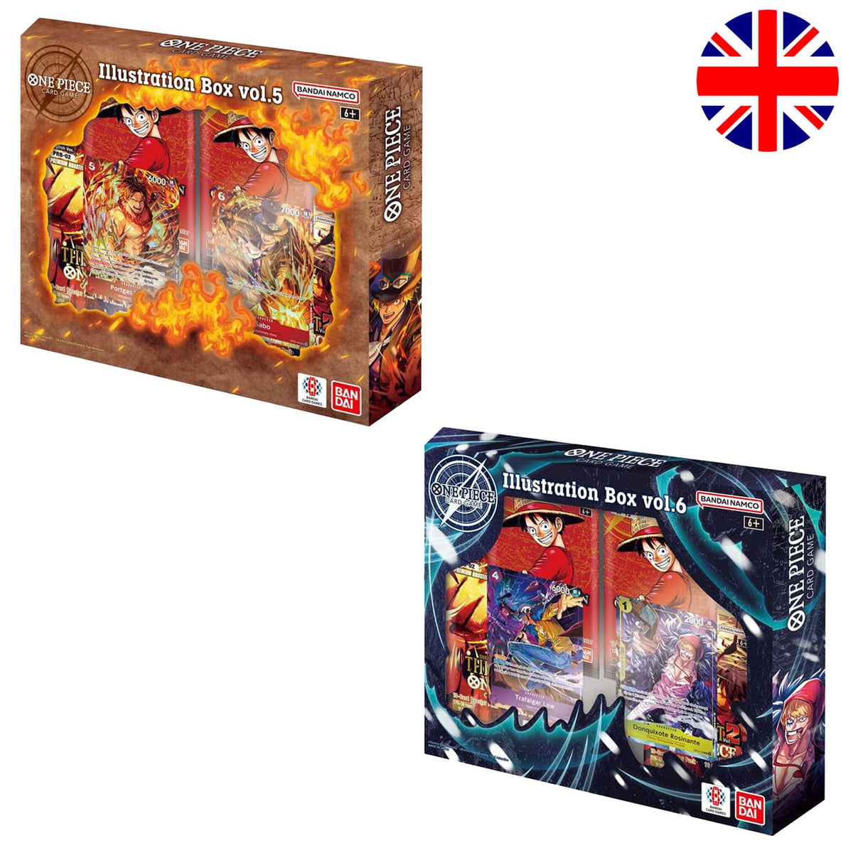 One Piece TCG Illustration Box Volume.5 und Volume.6. mit OP13 Carrying on His Will und PRB02-The Best Boosterpacks.