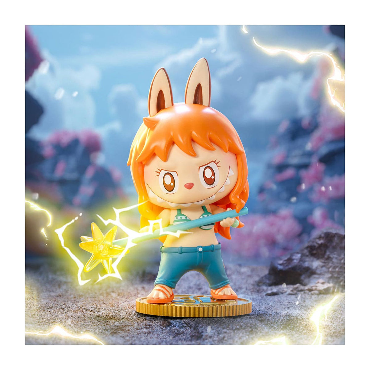 POP MART x One Piece Blindbox Nami Figur aus PVC/ABS in THE Monsters Stil.