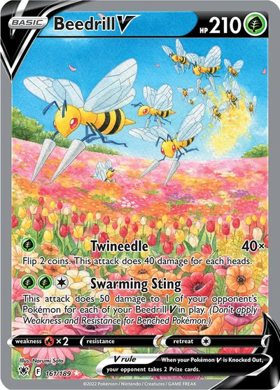 Die englische Pokémon-Astral-Radiance-161-189-BeedrillV Karte.