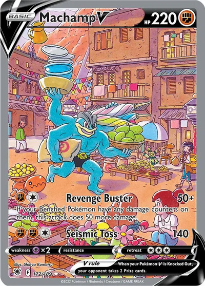 Die englische Pokémon-Astral-Radiance-172-189-MachampV Karte.