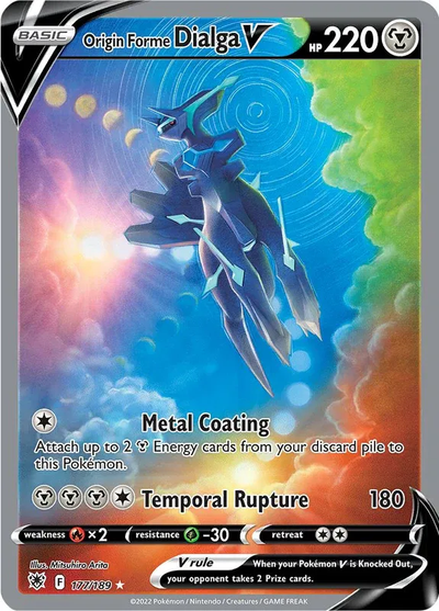 Die englische Pokémon-Astral-Radiance-177-189-Origin-Forme-Dialga Karte.
