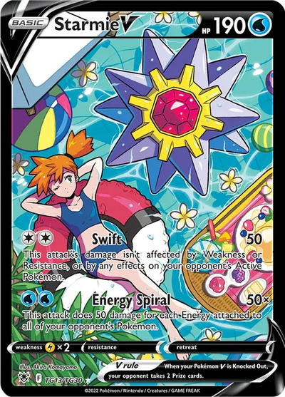 Die englische Pokémon-Astral-Radiance-TG13-TG30-StarmieV Karte.