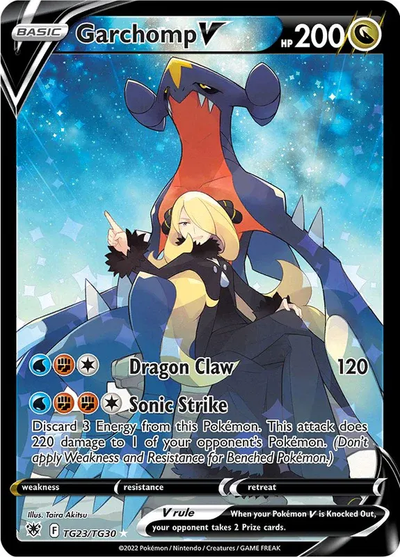Die englische Pokémon-Astral-Radiance-TG23-TG30-Garchomp-V Karte.