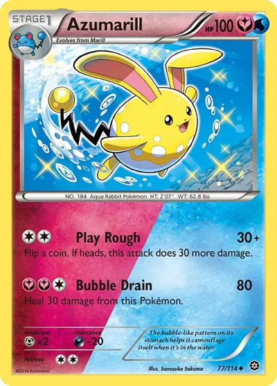 Die englische Pokemon-Steam-Siege-Azumarill-77-114 Karte.