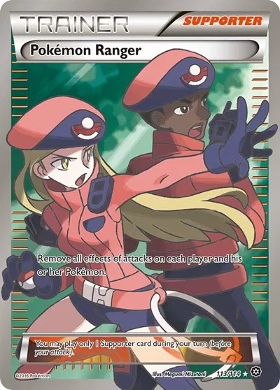 Die englische Pokemon-Steam-Siege-Pokemon-Ranger-113-114 Karte.