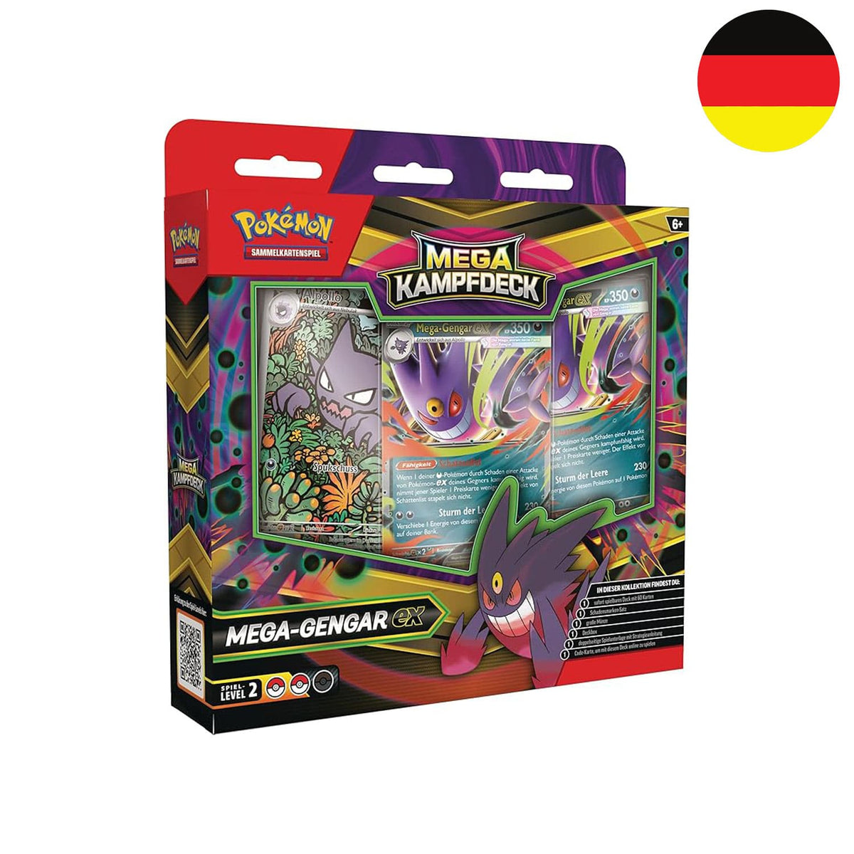 Das deutsche Pokémon Mega Kampfdeck Set mit Mega Gengar ex auf dem Cover.