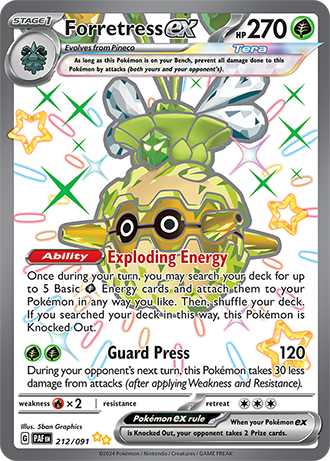 Die englische Pokemon-Scarlet-Violet-Forretress-ex-212-091 Karte.