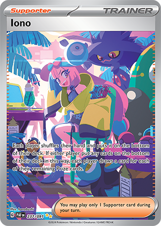 Die englische Pokemon-Scarlet-Violet-Iono-237-091 Karte.