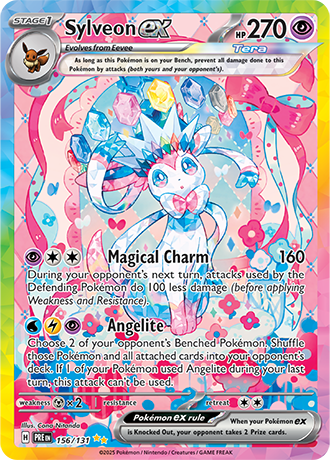 Die Pokemon-Trading-Card-Game-english-Prismatic-Evolutions-156-131-Sylveon-ex Karte.