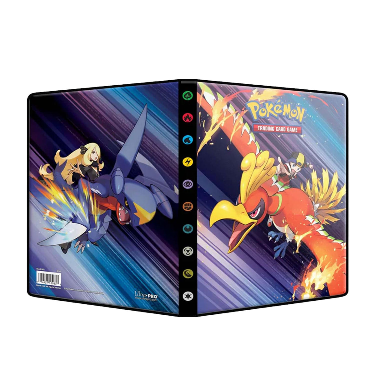 Der Pokémon 4 Pocket Portfolio Binder von Destiny Rivals aus der Scarlet & Violet Reihe mit Ethan und Ho-Oh darauf.