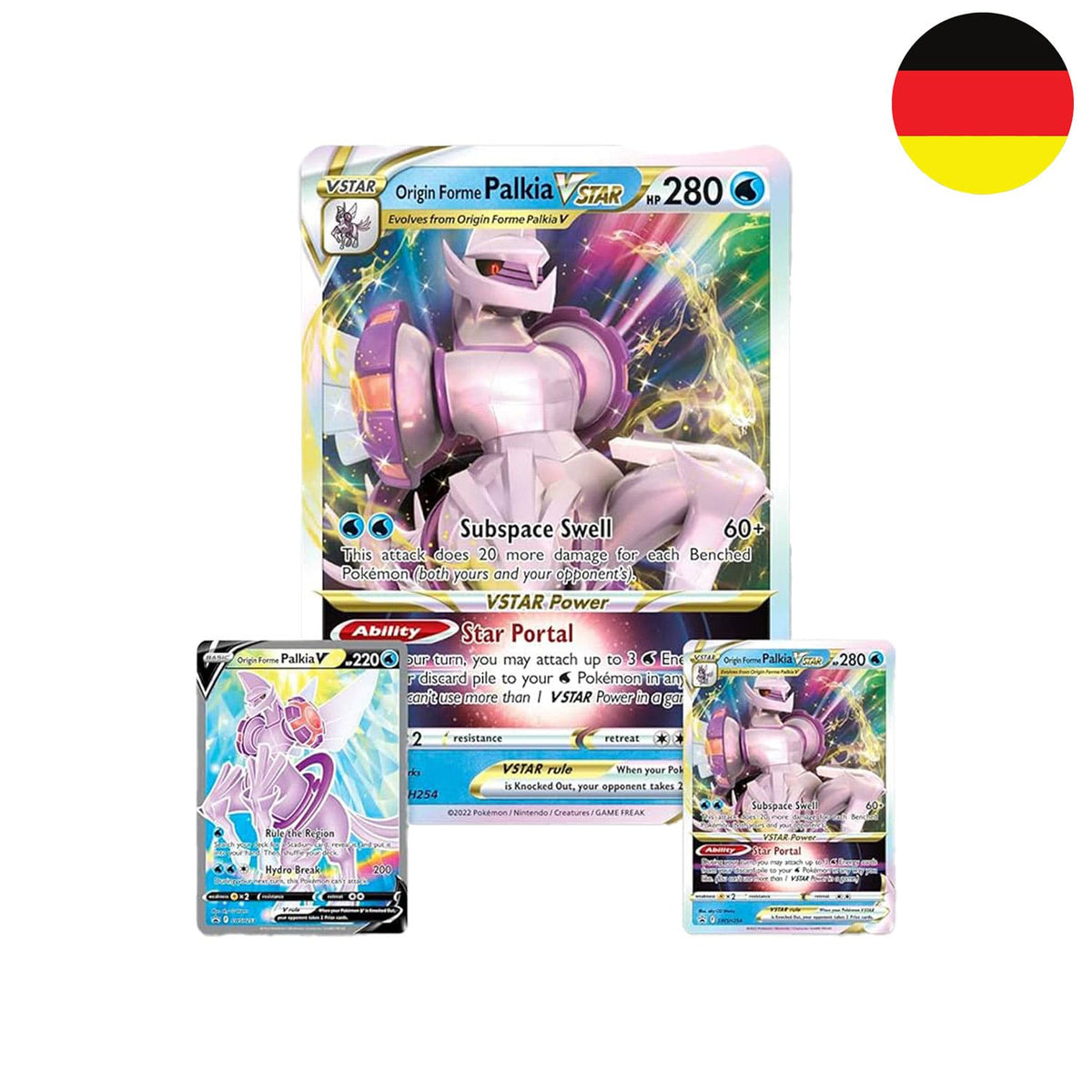 Die Promo-Karten der deutschen Premium Kollektion Edition, UR-Palkia V und UR-Palkia VSTAR.