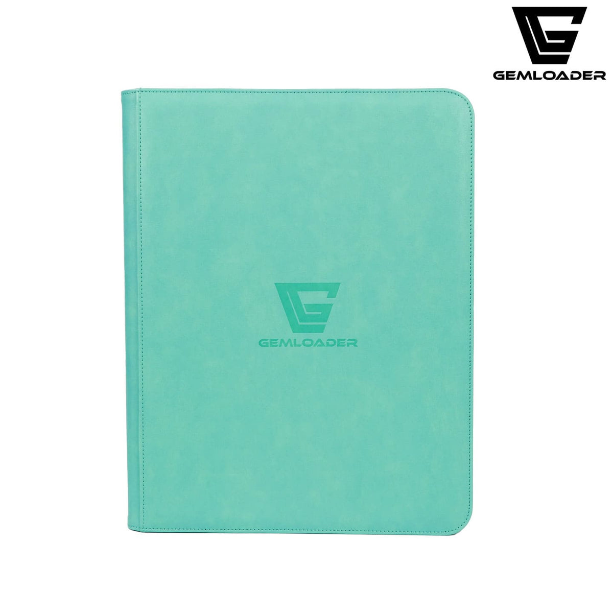 Der Premium-3-X4-toploader-fit-collectors-binder-216-pockets-3X3 in der Farbe Türkis von außen mit Platz für 216 Karten.