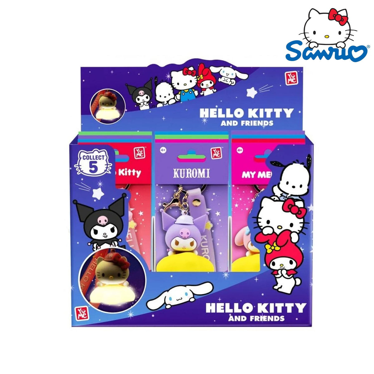 YuMe Sanrio Hello Kitty and Friends Light Up Star Display: Leuchtanhänger mit Kuromi, Pochacco, My Melody & Cinnamoroll