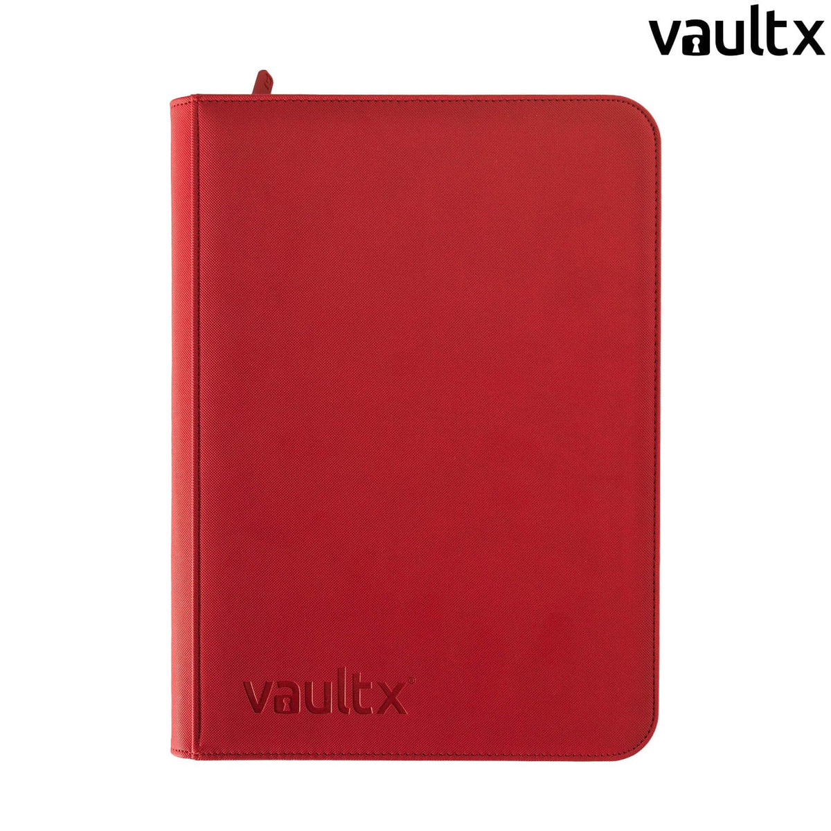 VaultX: Exo-Tec® 9 Pocket Zip Binder in rot, mit 20 Seiten, mit Platz bis zu 360 Karten, mit seitlichem Karteneischub.