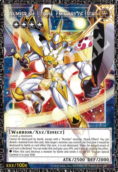 Die englische Yu-Gi-Oh-Card-Game-Magnificent-Monsters-EU-MAMO-EN010-Number-39-Utopia-Emissary-Of-Light Karte.
