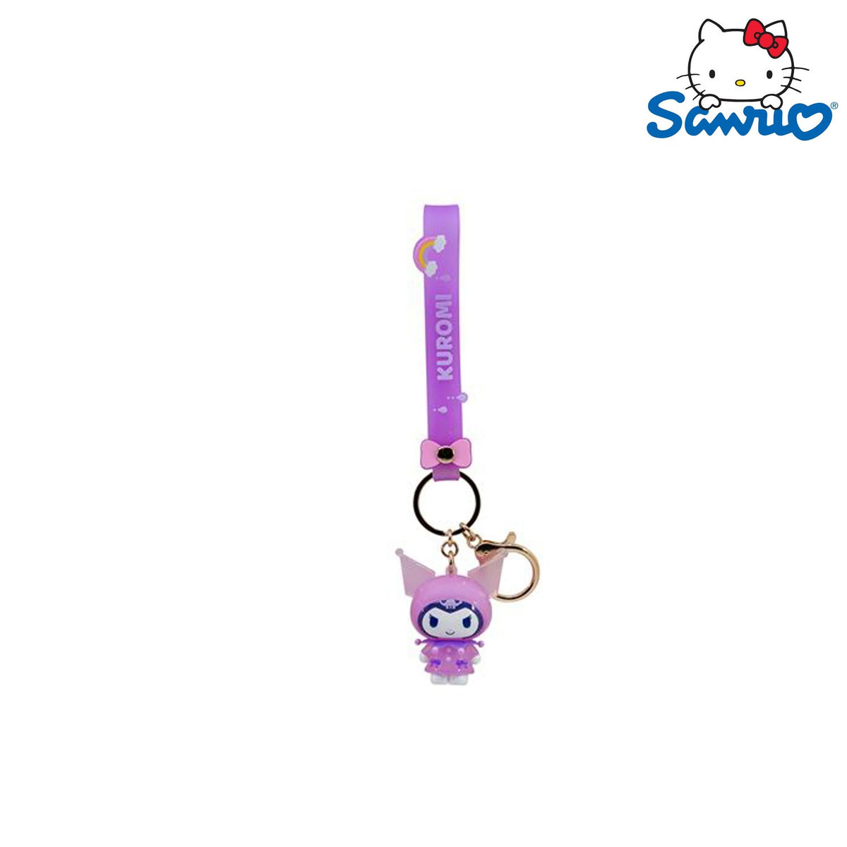YuMe Toys Sanrio Hello Kitty & Friends Raincoat Series Kuromi Schlüsselanhänger für Sanrio Fans, Sammler und Alltag.
