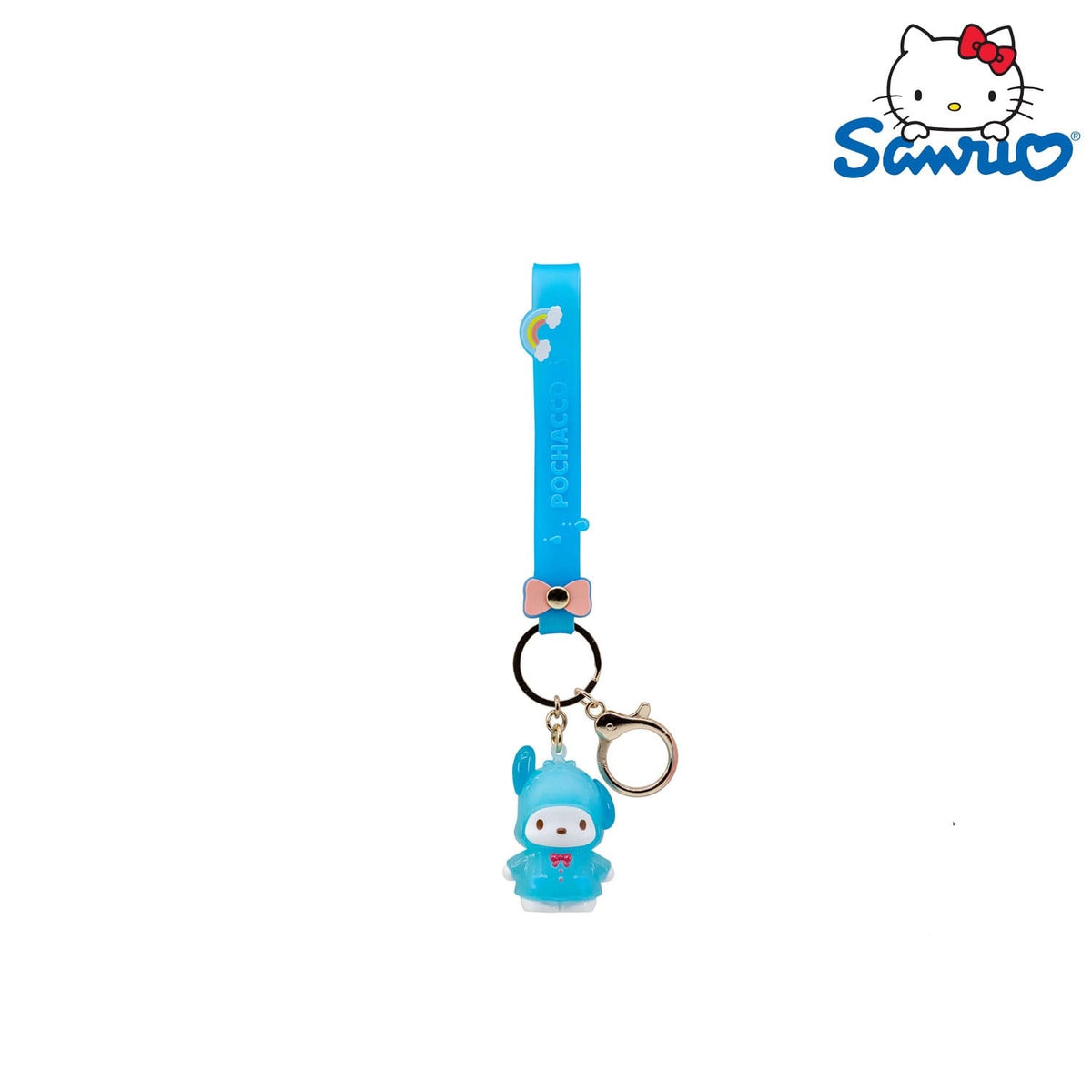 YuMe Toys Sanrio Hello Kitty & Friends Raincoat Series Pochacco Schlüsselanhänger für Sanrio Fans, Sammler und Alltag.