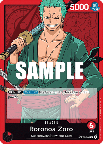 Roronoa Zoro OP01-001 Romance Dawn One Piece Karte
