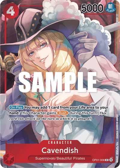 Cavendish OP01-008 (Parallel 1) Romance Dawn One Piece Karte