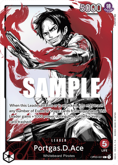 Portgas.D.Ace OP03-001 (Parallel 1) Pillars of Strength One Piece Karte