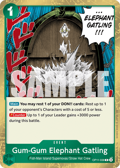 Gum-Gum Elephant Gatling OP11-038 A Fist of Divine Speed One Piece Karte