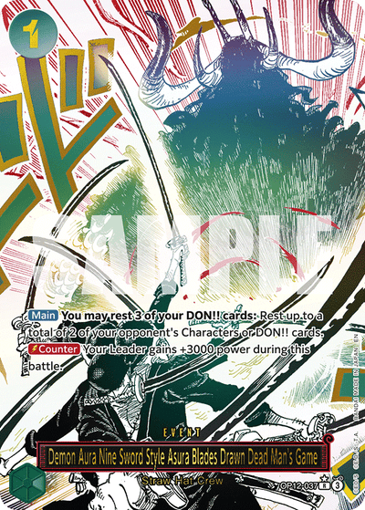 Demon Aura Nine Sword Style Asura Blades Drawn Dead Man's Game OP12-037 (Parallel 1) Legacy of the Master One Piece Karte
