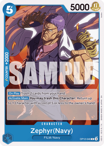 Zephyr(Navy) OP12-046 Legacy of the Master One Piece Karte