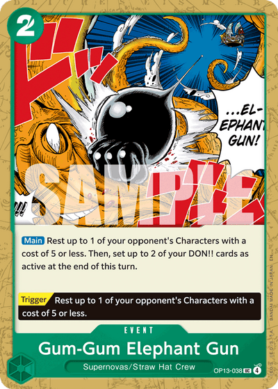 Gum-Gum Elephant Gun OP13-038 Carrying On His Will One Piece Karte