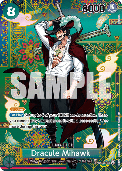 Dracule Mihawk OP12-030 (Parallel 2) The Azure Sea's Seven One Piece Karte