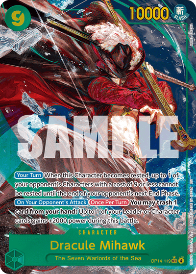 Dracule Mihawk OP14-119 (Parallel 1) The Azure Sea's Seven One Piece Karte