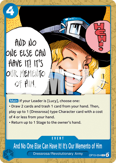 And No One Else Can Have It! It's Our Memento of Him OP15-054 Adventure on Kami's Island One Piece Karte