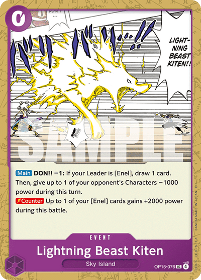 Lightning Beast Kiten OP15-076 Adventure on Kami's Island One Piece Karte