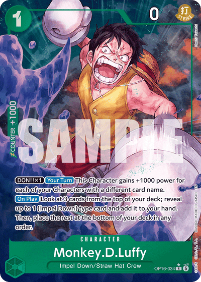 Monkey.D.Luffy OP16-034 (Parallel 1) The Time of Battle One Piece Karte