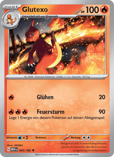 Glutexo 005/165 151 Pokémon Karte