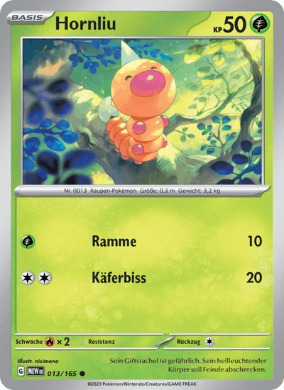 Hornliu 013/165 151 Pokémon Karte