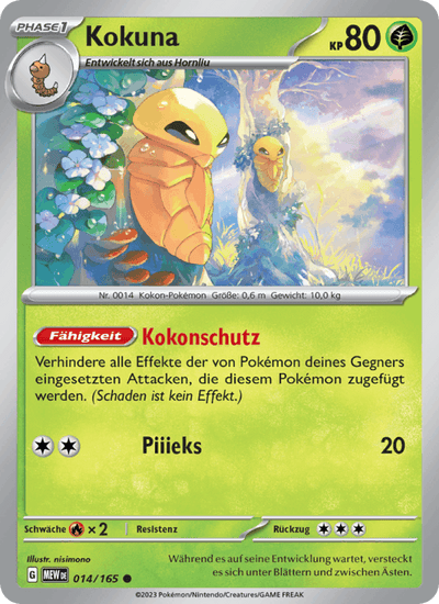 Kokuna 014/165 151 Pokémon Karte