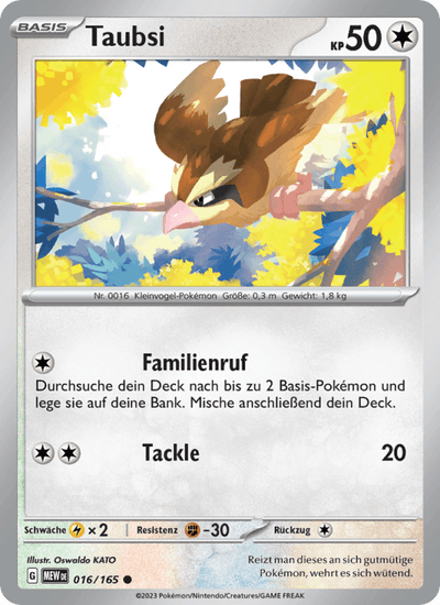 Taubsi 016/165 151 Pokémon Karte