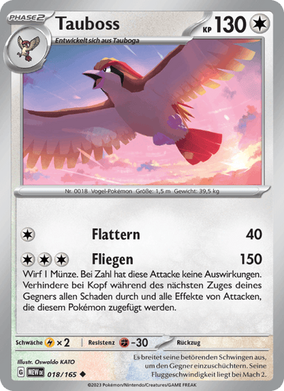 Tauboss 018/165 151 Pokémon Karte